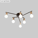 Metal Flush Mount Ceiling Lamp For Adult Bedroom & Living Room - Long Arm Design Romantic Lighting