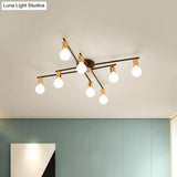 Metal Flush Mount Ceiling Lamp For Adult Bedroom & Living Room - Long Arm Design Romantic Lighting
