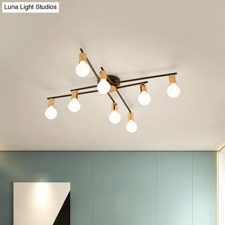 Metal Flush Mount Ceiling Lamp For Adult Bedroom & Living Room - Long Arm Design Romantic Lighting