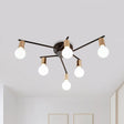 Metal Flush Mount Ceiling Lamp For Adult Bedroom & Living Room - Long Arm Design Romantic Lighting