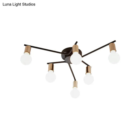Metal Flush Mount Ceiling Lamp For Adult Bedroom & Living Room - Long Arm Design Romantic Lighting