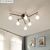 Metal Flush Mount Ceiling Lamp For Adult Bedroom & Living Room - Long Arm Design Romantic Lighting