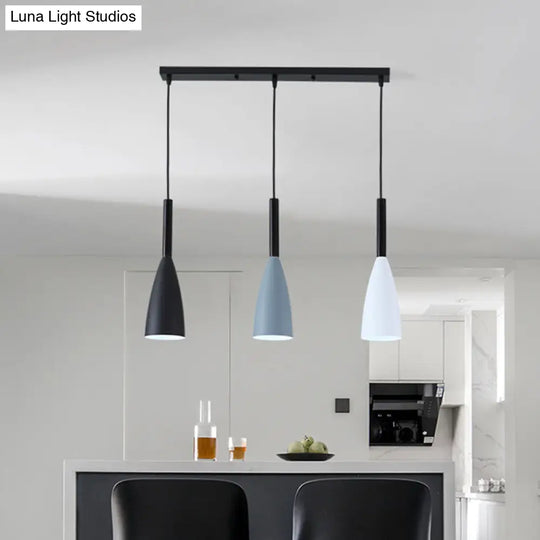 Metal Macaroon Style Goblet Shade Hanging Light - 3 Lights Suspension Lamp For Dining Room Foyer