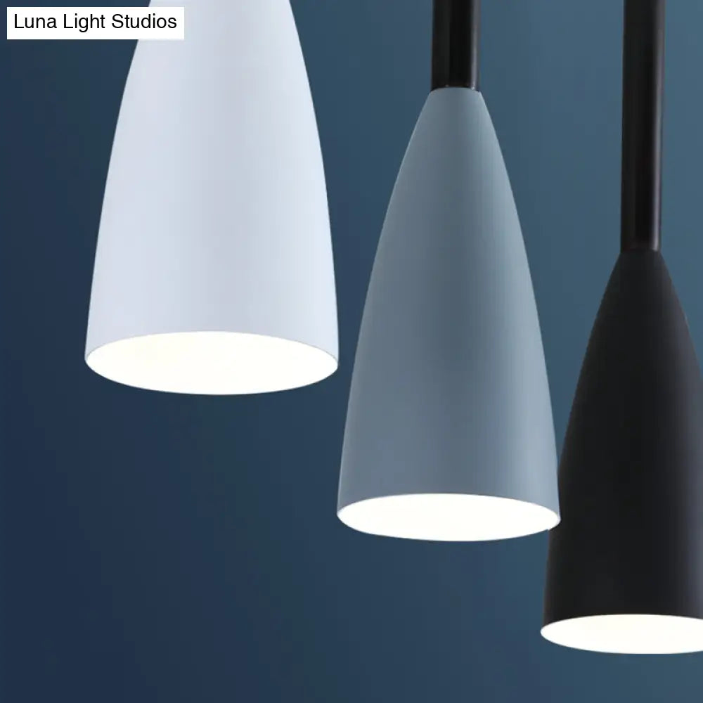 Metal Goblet Shade Hanging Light - Macaroon Style 3 Lights Perfect For Dining Room And Foyer