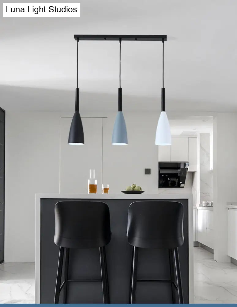 Metal Macaroon Style Goblet Shade Hanging Light - 3 Lights Suspension Lamp For Dining Room Foyer