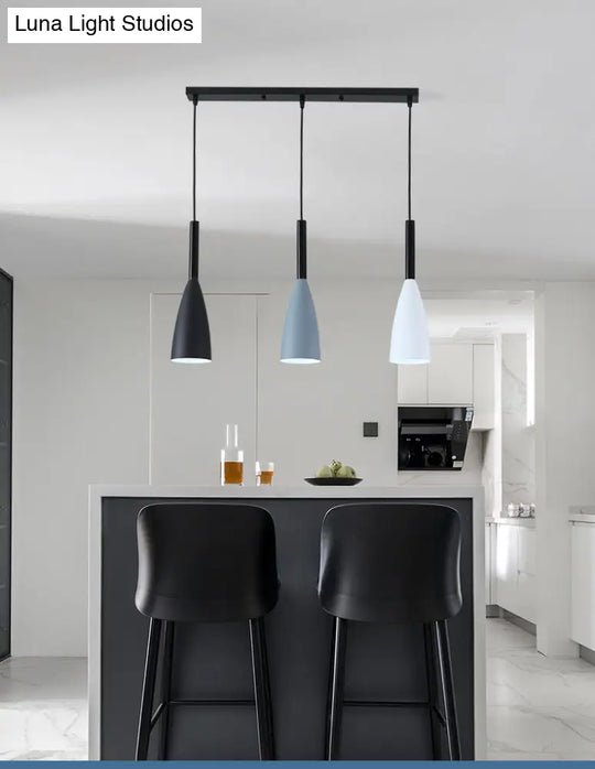 Metal Macaroon Style Goblet Shade Hanging Light - 3 Lights Suspension Lamp For Dining Room Foyer