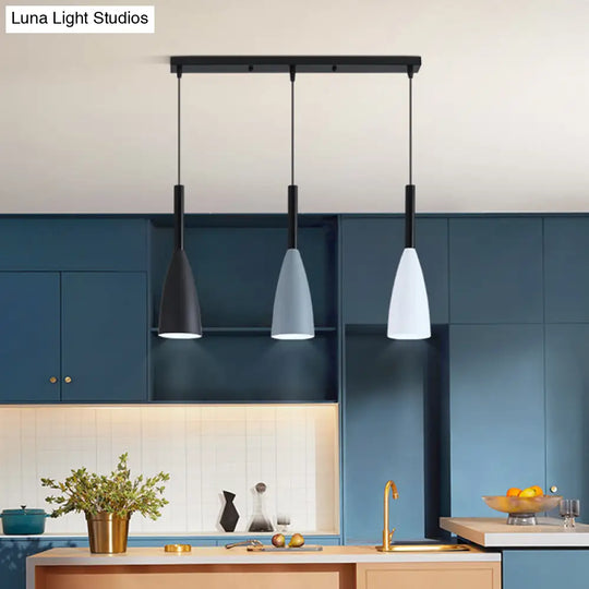 Metal Macaroon Style Goblet Shade Hanging Light - 3 Lights Suspension Lamp For Dining Room Foyer