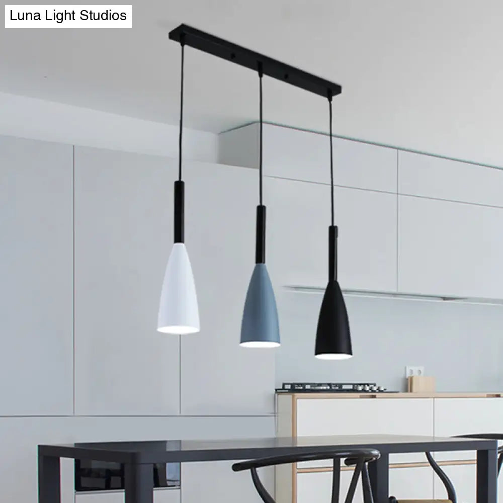 Metal Goblet Shade Hanging Light - Macaroon Style 3 Lights Perfect For Dining Room And Foyer