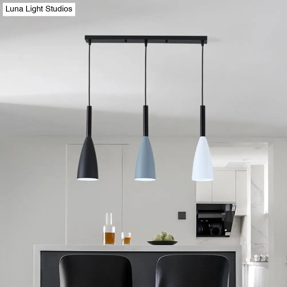 Metal Goblet Shade Hanging Light - Macaroon Style 3 Lights Perfect For Dining Room And Foyer