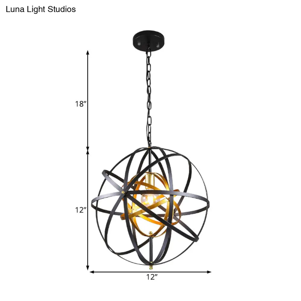 Metal Hanging Lamp - Traditional Black Pendant Lighting 1 Light For Dining Room