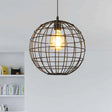 Metal Industrial Hanging Pendant Light With Globe Shade - Ideal For Living Room Ceiling Lighting
