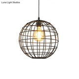 Metal Industrial Hanging Pendant Light With Globe Shade - Ideal For Living Room Ceiling Lighting