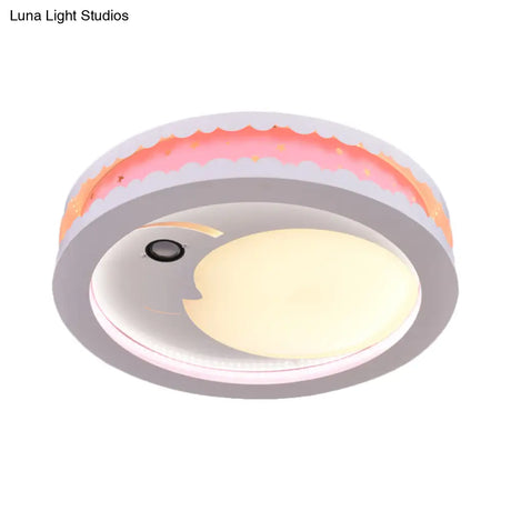 Metal Led Music Ceiling Light For Bedrooms: Hollow Crescent Design (Pink/Blue/Navy)