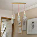 Metal Led Pendant Light With Bottle Cluster Design And Wood Accent For Living Room 3 /