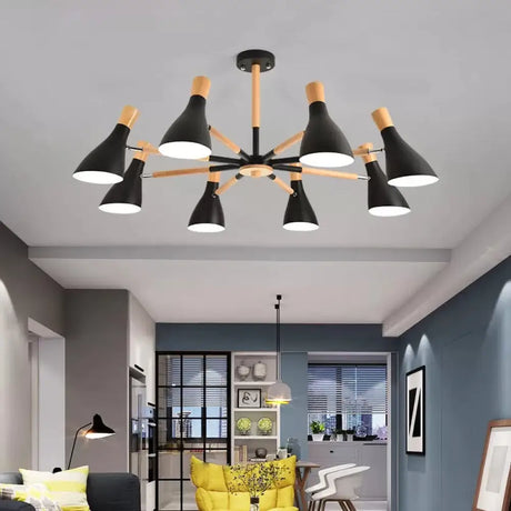 Metal Macaron Chandelier - Candy Colored Bottle Hanging Light For Cloth Shop 8 / Black