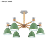 Metal Macaron Chandelier For Kids Bedroom - 6-Light Bowl Shade Ceiling Light