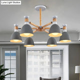 Metal Macaron Chandelier For Kids Bedroom - 6-Light Bowl Shade Ceiling Light
