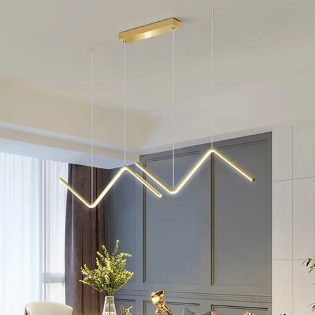 Modern Black/Gold Led Multi-Light Ceiling Fixture With Thin Metal Suspension And Warm/White Glow