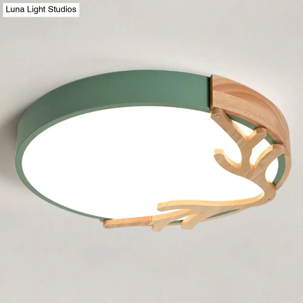 Metal Nordic Flush Mount Spotlight With Antlers - Round 1 - Light Light
