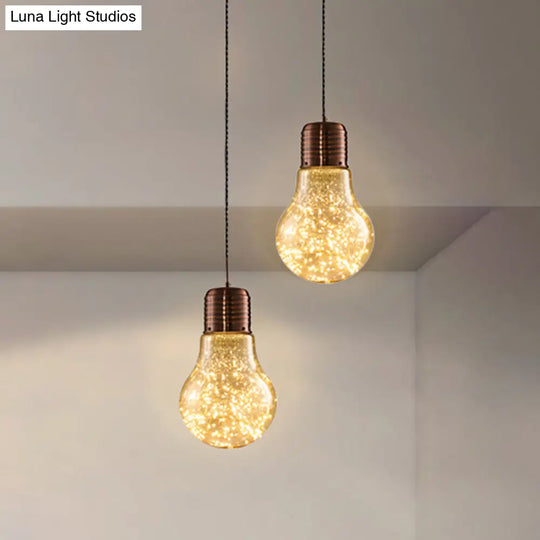 Metal Nordic Pendant With Led Starry String Lights For Bar Decor