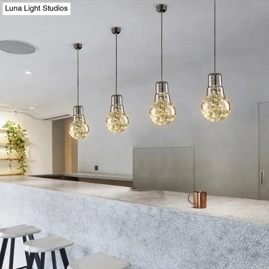 Metal Nordic Pendant With Led Starry String Lights For Bar Decor