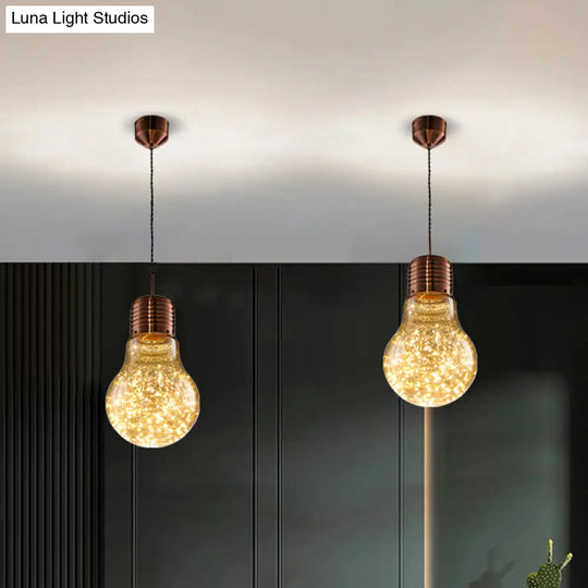 Metal Nordic Pendant With Led Starry String Lights For Bar Decor
