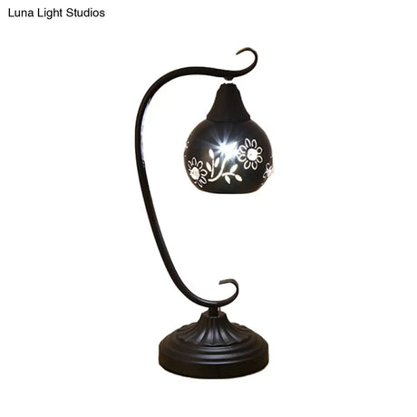 Metal Orb Night Light: Minimalist Led Table Lamp With Elegant Hollow-Out Flower Design