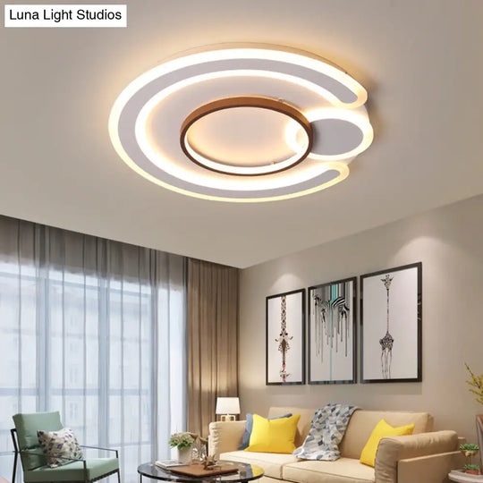 Metal Round Flush Mount Nordic White Ceiling Lamp - 16.5’/20.5’/24.5’ Wide In Warm/White / 20.5’