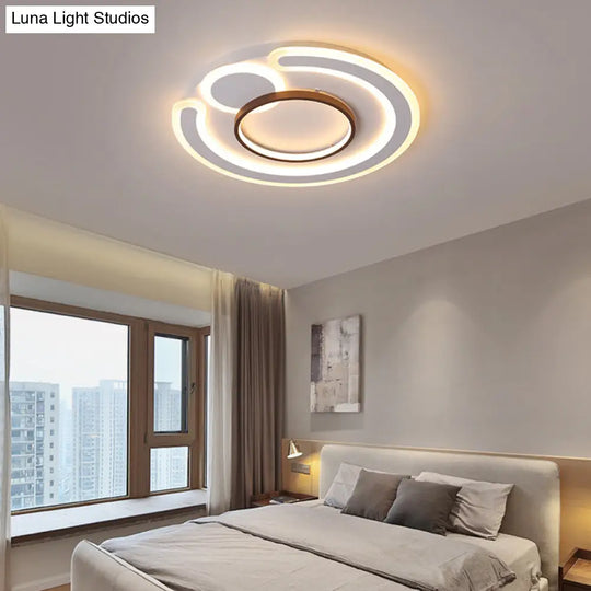 Metal Round Flush Mount Nordic White Ceiling Lamp - 16.5/20.5/24.5 Wide In Warm/White