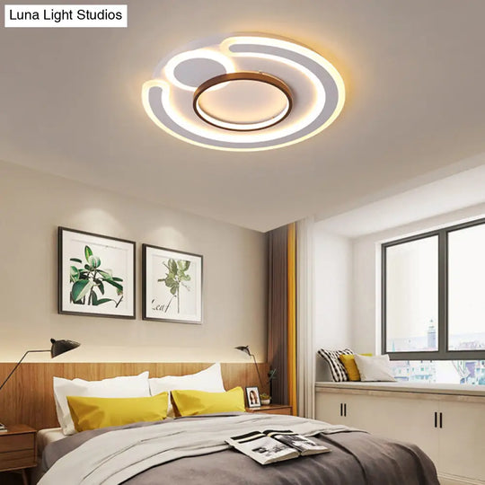 Metal Round Flush Mount Nordic White Ceiling Lamp - 16.5’/20.5’/24.5’ Wide In Warm/White / 16.5’