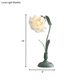 Metal Scalloped Table Light In Gray And Green - Pastoral Style For Living Room Nightstand