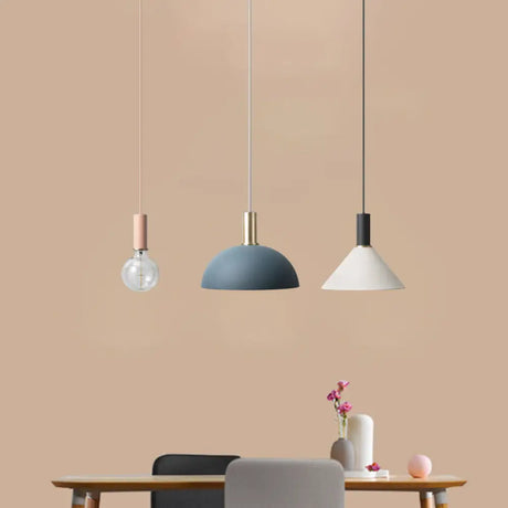 Metal Shaded Cluster Pendant Nordic Light With 3 Heads - White Round/Linear Canopy Warm/White