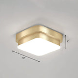 Metal Simplicity Led Flush Mount Fixture In Gold - Geometric Small Aisle Ceiling Light / Warm