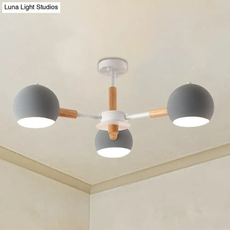 Metal Sphere Hanging Lamp With 3 Lights - Simple Style For Dining Room