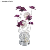 Metal Sphere Led Bedside Lamp - Modern Desk Lighting Decor Purple/Red Colors Warm/White Light