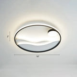 Metal Sunset & Sea Led Ceiling Light With Halo Ring For Bedroom Flush Mounting Black - White /
