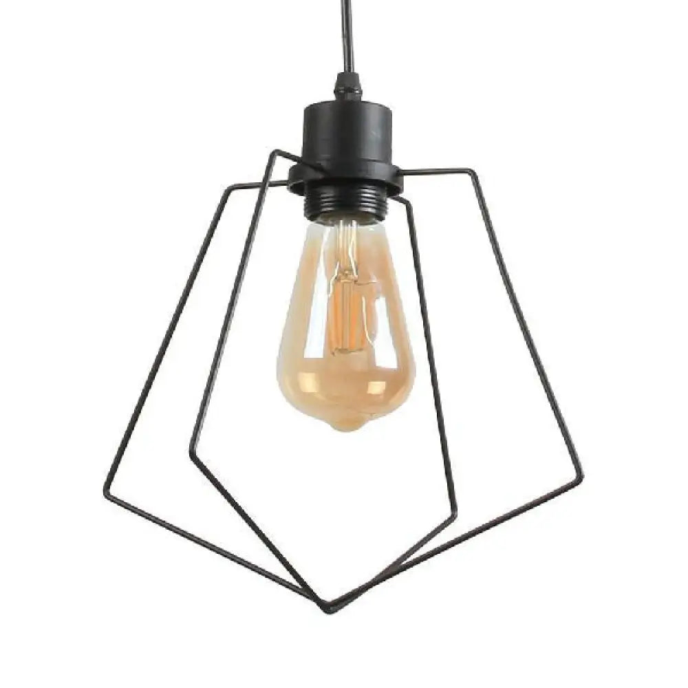 Metal Suspended Light - 1/3-Pack Pentagon Style Indoor Hanging Lamp In Black/Gold Finish Black / 1