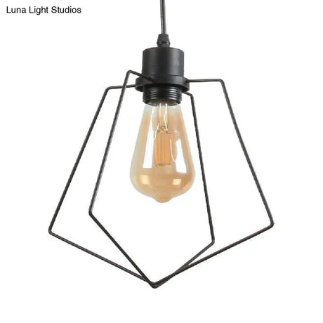 1/3-Pack Pentagon Metal Suspended Light Loft Style Hanging Lamp In Black/Gold Finish Black / 1
