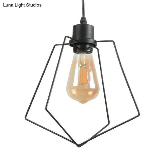 1/3-Pack Pentagon Metal Suspended Light Loft Style Hanging Lamp In Black/Gold Finish Black / 1