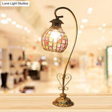 Metal Table Lamp - Vintage Red/Pink/Yellow Dome/Globe/Cylinder Design With Curved Arm For Living