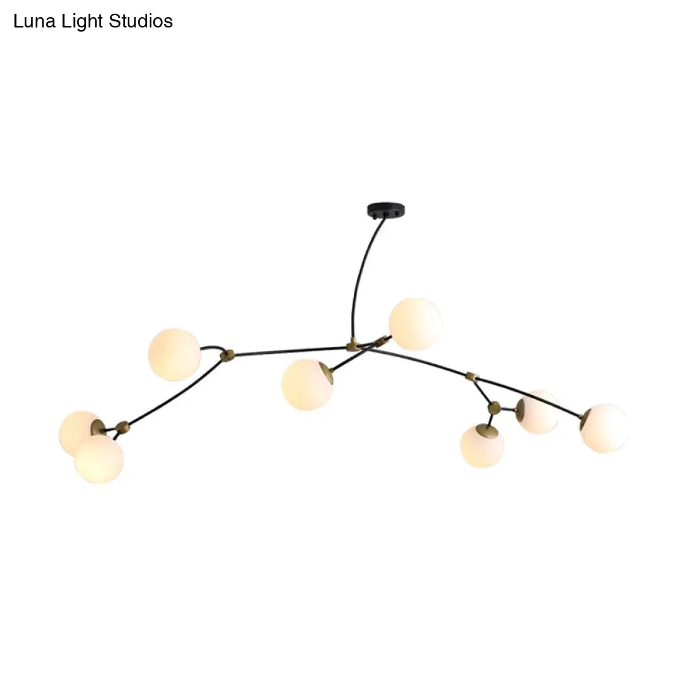 Metal Twig Pendant Light With Clear/Cream Glass Shade - Creative Hanging Lamp For Living Room In