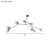 Metal Twig Pendant Light With Clear/Cream Glass Shade - Creative Hanging Lamp For Living Room In