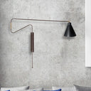 Metal Wall Lamp With Long Curved Arm & Rotatable Cone Shade - Antique Coffee/Black/Gold Finish Ideal