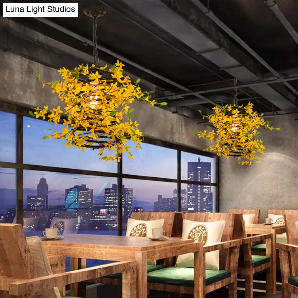 Metal Yellow Drop Lamp - Bloom 1 Head Led Pendant For Restaurant Industrial Down Lighting