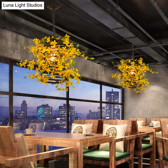 Metal Yellow Drop Lamp - Bloom 1 Head Led Pendant For Restaurant Industrial Down Lighting
