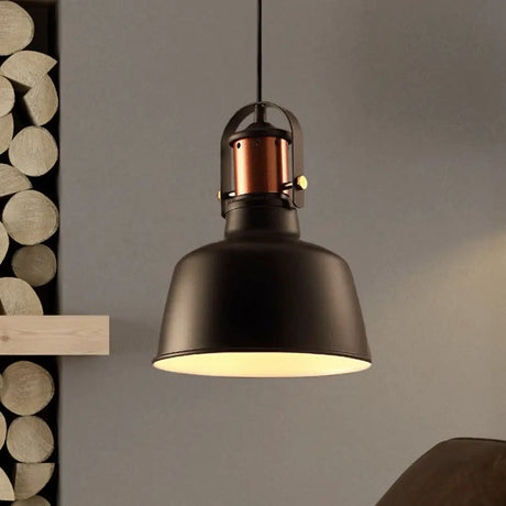 Metallic Barn Ceiling Pendant - Vintage Style 1-Light Restaurant Lamp With 47’ Hanging Cord In