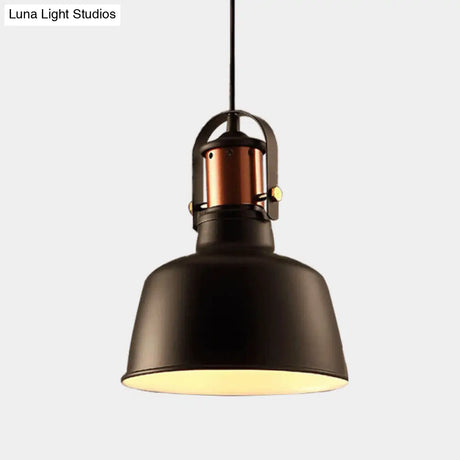 Metallic Barn Ceiling Pendant - Vintage Style 1-Light Restaurant Lamp With 47’ Hanging Cord In
