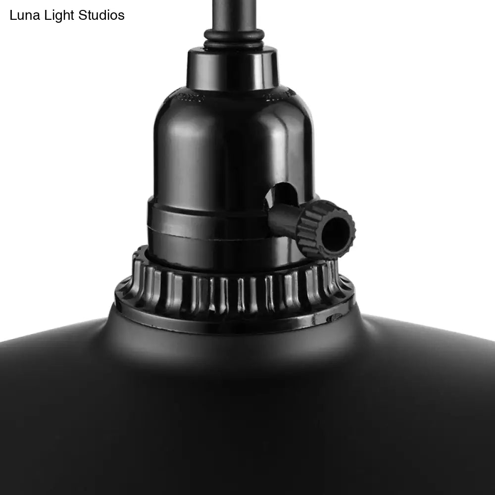 Metallic Barn Shade Wall Lamp - Industrial Bedroom Lighting In Black