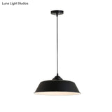 Metallic Black Ceiling Lamp Barn Shade Pendant 10’/14’ Wide – Retro Industrial Hanging Light