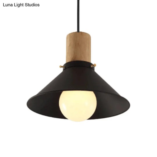 Contemporary Black Cone/Saucer Shade Ceiling Pendant - Metallic Finish Ideal For Living Room
-Or-